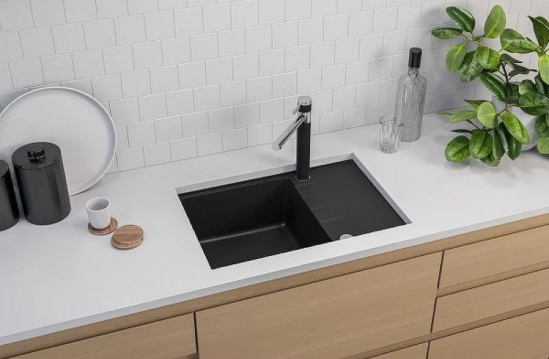 Кухонная мойка Alveus Granital Intermezzo 40 G91 Carbon 680x480x200 1144968 Угольная искусственный камень (литьевой мрамор) встраиваемая сверху, встраиваемая снизу
