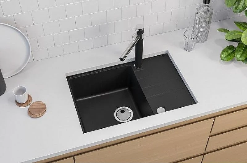 Кухонная мойка Alveus Granital Intermezzo 40 G91 Carbon 680x480x200 1144968 Угольная искусственный камень (литьевой мрамор) встраиваемая сверху, встраиваемая снизу
