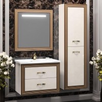 Зеркало Opadiris Карат 80 Z0000004322 с подсветкой Орех антикварный с золотой патиной МДФ / ЛДСП, массив дерева, стекло