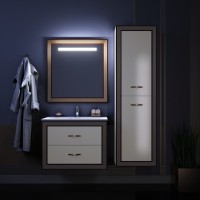 Зеркало Opadiris Карат 80 Z0000004322 с подсветкой Орех антикварный с золотой патиной МДФ / ЛДСП, массив дерева, стекло