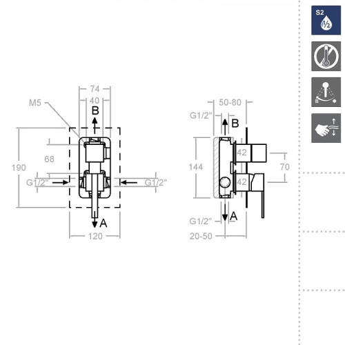 Смеситель для душа Ramonsoler Kuatro NK 491502S Хром