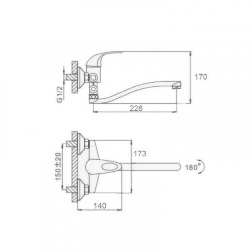 Смеситель для ванны D-Lin D140351 универсальный цвет  Хром