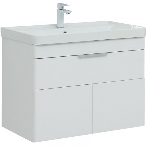 Тумба под раковину Aquanet Ирис new 80 310150 подвесная Белая глянцевая МДФ / ЛДСП