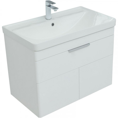 Тумба под раковину Aquanet Ирис new 80 310150 подвесная Белая глянцевая МДФ / ЛДСП