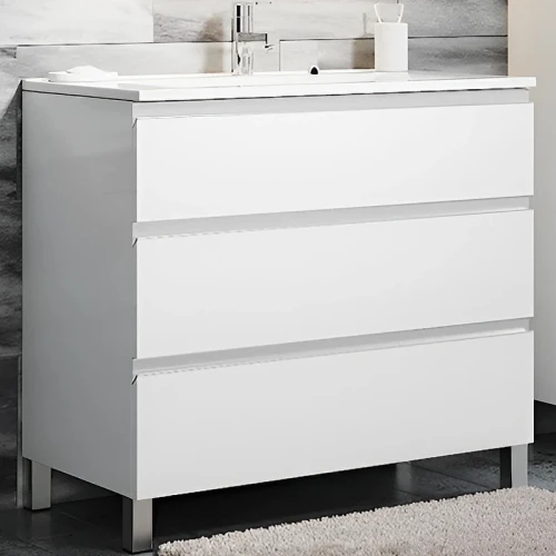 Тумба с раковиной SanVit Авеню-3 75 kavenu3075w Белая глянцевая МДФ / ЛДСП