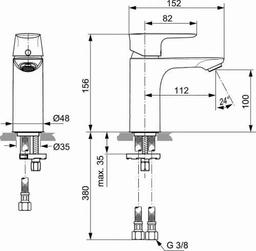 Смеситель для раковины Ideal Standard Connect Air A7024AA цвет Хром