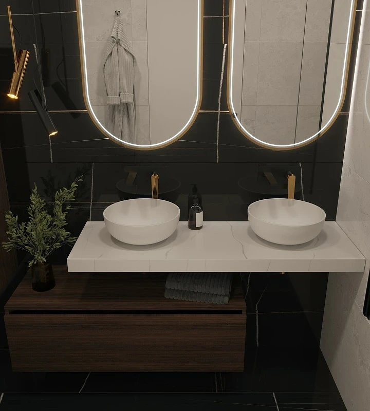 Столешница под раковину Boheme Armadi Art Flat 140 869-140-CLCT Белый мрамор искусственный камень (литьевой мрамор)