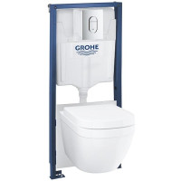 Унитаз с инсталляцией Grohe Euro Ceramic Solido 39536000 с сиденьем Микролифт с клавишей Хром