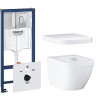 Унитаз с инсталляцией Grohe Euro Ceramic Solido 39536000 с сиденьем Микролифт с клавишей Хром