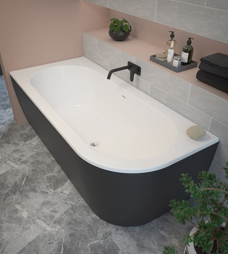 Акриловая ванна Cezares Slim 179x79 L SLIM CORNER-180-80-60-L-NERO-SET без гидромассажа