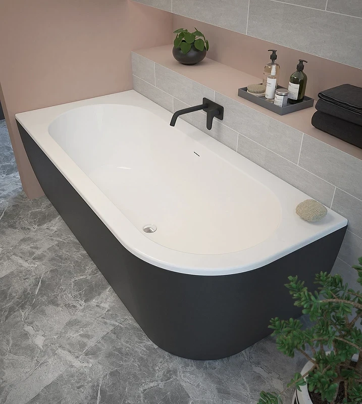 Акриловая ванна Cezares Slim 179x79 L SLIM CORNER-180-80-60-L-NERO-SET без гидромассажа
