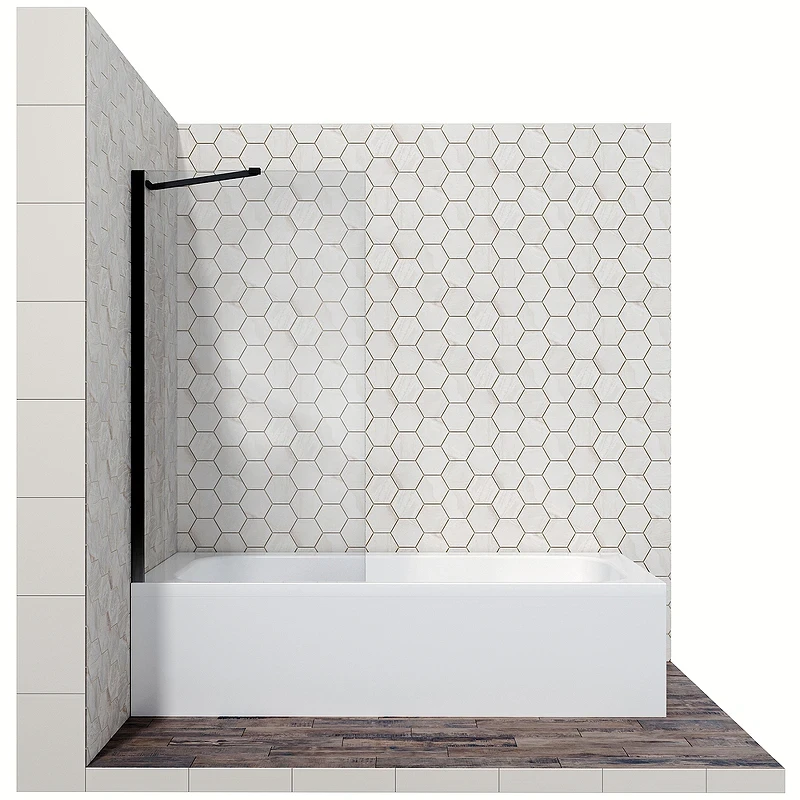 Шторка на ванну Ambassador Bath Screens 80х140 16041207 профиль Черный стекло прозрачное