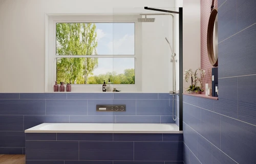 Шторка на ванну Ambassador Bath Screens 80х140 16041207 профиль Черный стекло прозрачное