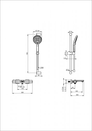 Смеситель для ванны Wonzon &amp; Woghand Solid WW-C2011-A-MB с термостатом цвет Черный матовый