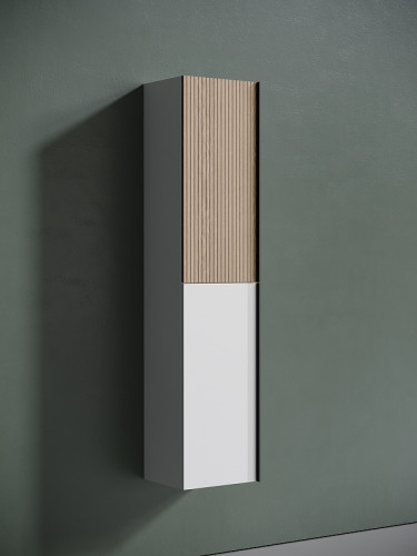 Шкаф пенал Sancos Delta 35 PDL35W подвесной Дуб светлый Белый МДФ / ЛДСП