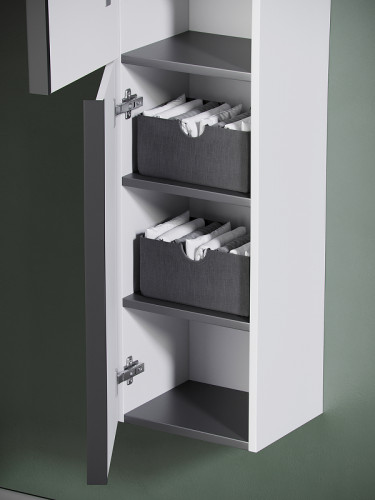 Шкаф пенал Sancos Delta 35 PDL35W подвесной Дуб светлый Белый МДФ / ЛДСП