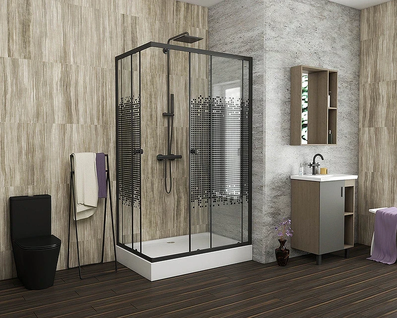 Душевой уголок Niagara Eco 120х80 NG-012-14Q Black профиль Черный стекло с рисунком