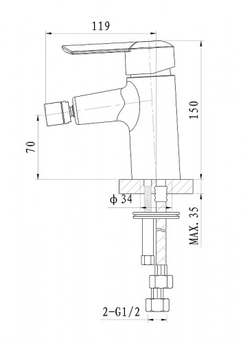 Смеситель для биде Wonzon &amp; Woghand Baroque WW-195001-CR цвет Хром