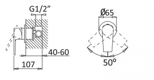 Смеситель для душа Cezares Nautic NAUTIC-DIM-01 Хром латунь встраиваемый