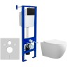 Комплект унитаза Ceruttispa Orlter Aria Tornado CT9955 с инсталляцией Berges Atom 410 040340 с сиденьем Микролифт и Черной матовой клавишей смыва фарфор подвесной