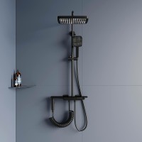 Душевая система RGW Shower Panels SP-35B 51140135-04 с термостатом Черная матовая латунь на стену