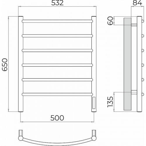 Электрический полотенцесушитель Terminus Классик П6 500х650 4670078531322 Хром нержавеющая сталь