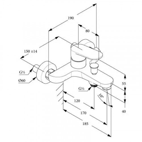 Смеситель для ванны Kludi X1 326910575 цвет Хром