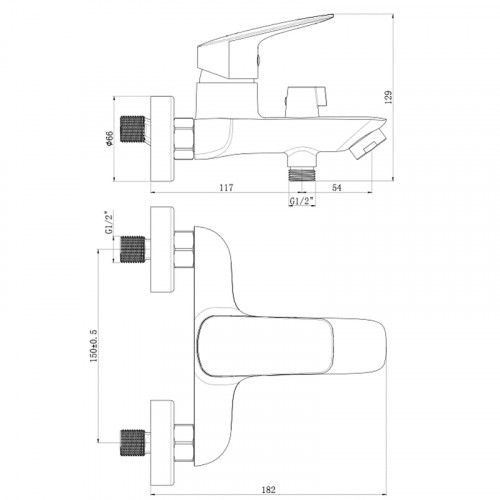 Смеситель для ванны Royce Abby RCM-120303CR Хром латунь на стену