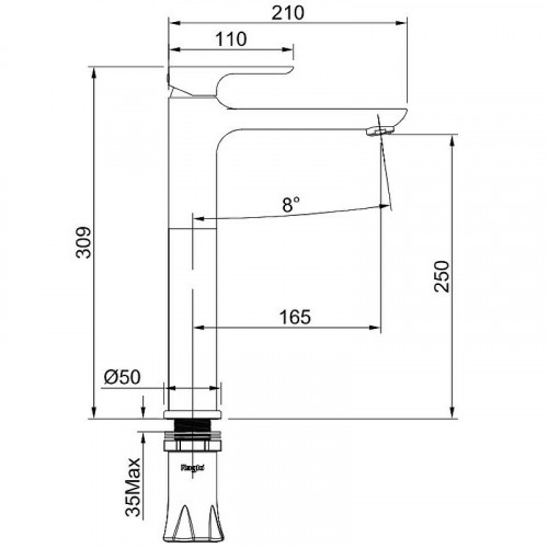 Смеситель для раковины Raglo R03.15.03 Золото матовое латунь
