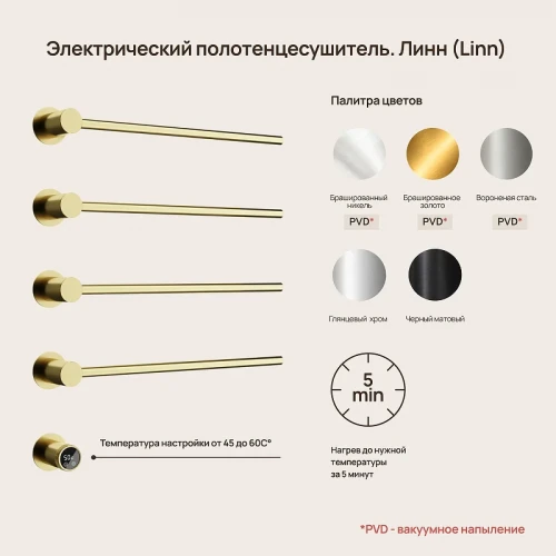 Электрический полотенцесушитель Sancos Linea 66.5х53 SC14001BG цвет Золото брашированное