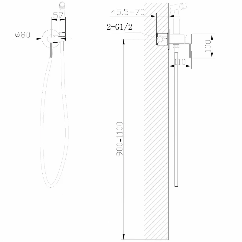Гигиенический душ со смесителем Abber Wasser Kreis AF8125G Золото матовое латунь на стену