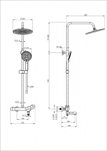 Душевая система Wonzon &amp; Woghand WW-B3057-A-MW с термостатом цвет Белый матовый