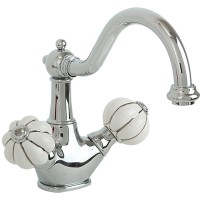 Смеситель для раковины Migliore Olivia 19016 Хром Белый декор Платина латунь