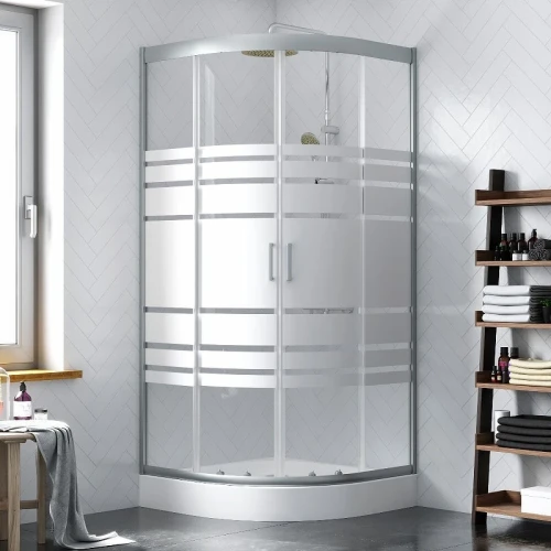 Душевой уголок AM.PM Tender Twin Slide 90x90 W45G-301-090TM профиль Хром матовый стекло прозрачное с рисунком