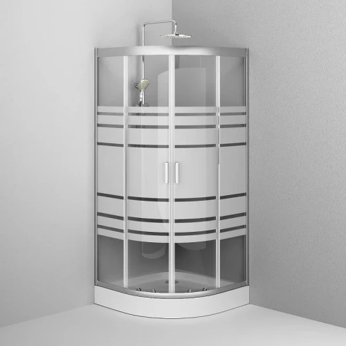 Душевой уголок AM.PM Tender Twin Slide 90x90 W45G-301-090TM профиль Хром матовый стекло прозрачное с рисунком