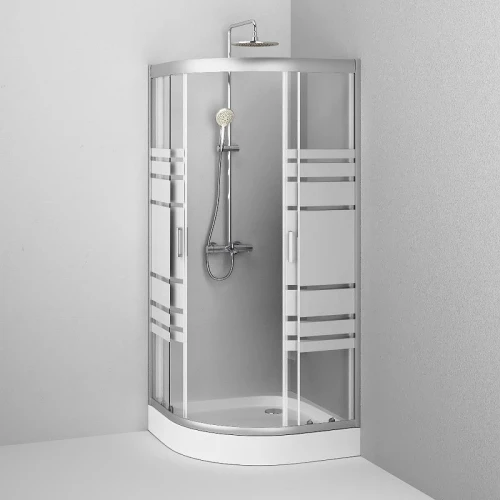 Душевой уголок AM.PM Tender Twin Slide 90x90 W45G-301-090TM профиль Хром матовый стекло прозрачное с рисунком