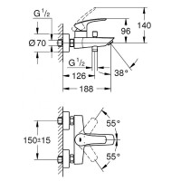 Смеситель для ванны Grohe Eurosmart 33300003 Хром латунь на стену