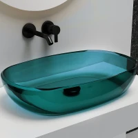 Раковина-чаша Abber Kristall 60 AT2805Aquamarin Бирюзовая полиэфирная смола накладная