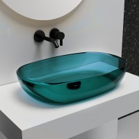 Раковина-чаша Abber Kristall 60 AT2805Aquamarin Бирюзовая полиэфирная смола накладная