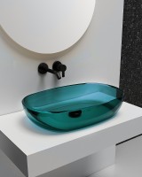 Раковина-чаша Abber Kristall 60 AT2805Aquamarin Бирюзовая полиэфирная смола накладная