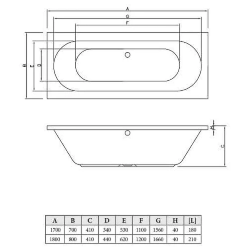 Акриловая ванна C-Bath Cora 180x80 CBQ001002 без гидромассажа