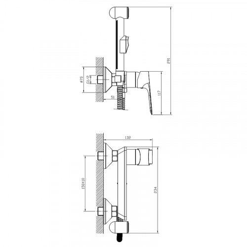 Гигиенический душ со смесителем Rossinka RS27-52 Хром