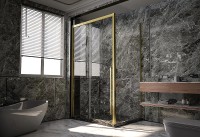 Душевая стенка Veconi Premium Trento SP-30G 80 SP30-G-80-01-C4 профиль Брашированное золото стекло прозрачное