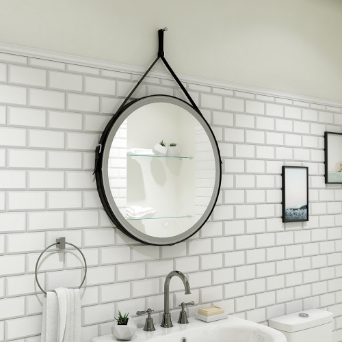 Зеркало Art&amp;Max Milan AM-Mil-800-DS-F-Nero с подсветкой с сенсорным выключателем Черное стекло