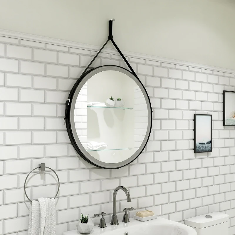 Зеркало Art&Max Milan AM-Mil-800-DS-F-Nero с подсветкой с сенсорным выключателем Черное стекло