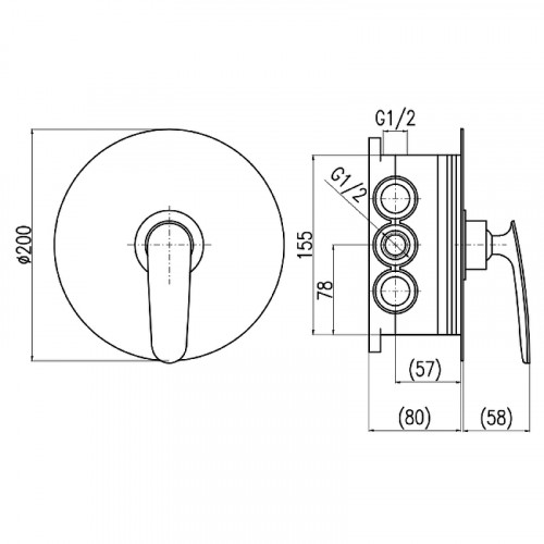 Смеситель для душа Rav Slezak Tigris TG183BOX Хром встраиваемый