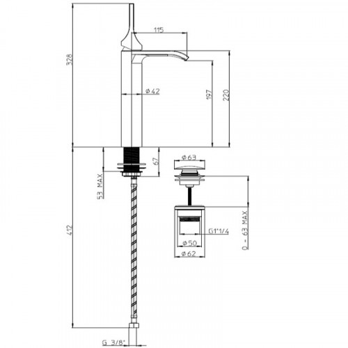 Смеситель для раковины Bossini Apice E89602.030 Хром латунь