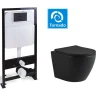 Комплект унитаза с инсталляцией SantiLine SL-5025MB+SL-03 с сиденьем Микролифт и Черной матовой клавишей смыва фарфор подвесной