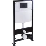 Комплект унитаза с инсталляцией SantiLine SL-5025MB+SL-03 с сиденьем Микролифт и Черной матовой клавишей смыва фарфор подвесной