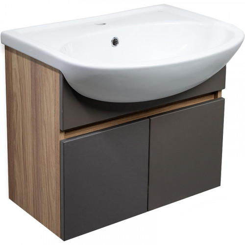 Тумба под раковину Runo Лада 60 00-00001369 подвесная Крафтовый дуб Графит МДФ / ЛДСП